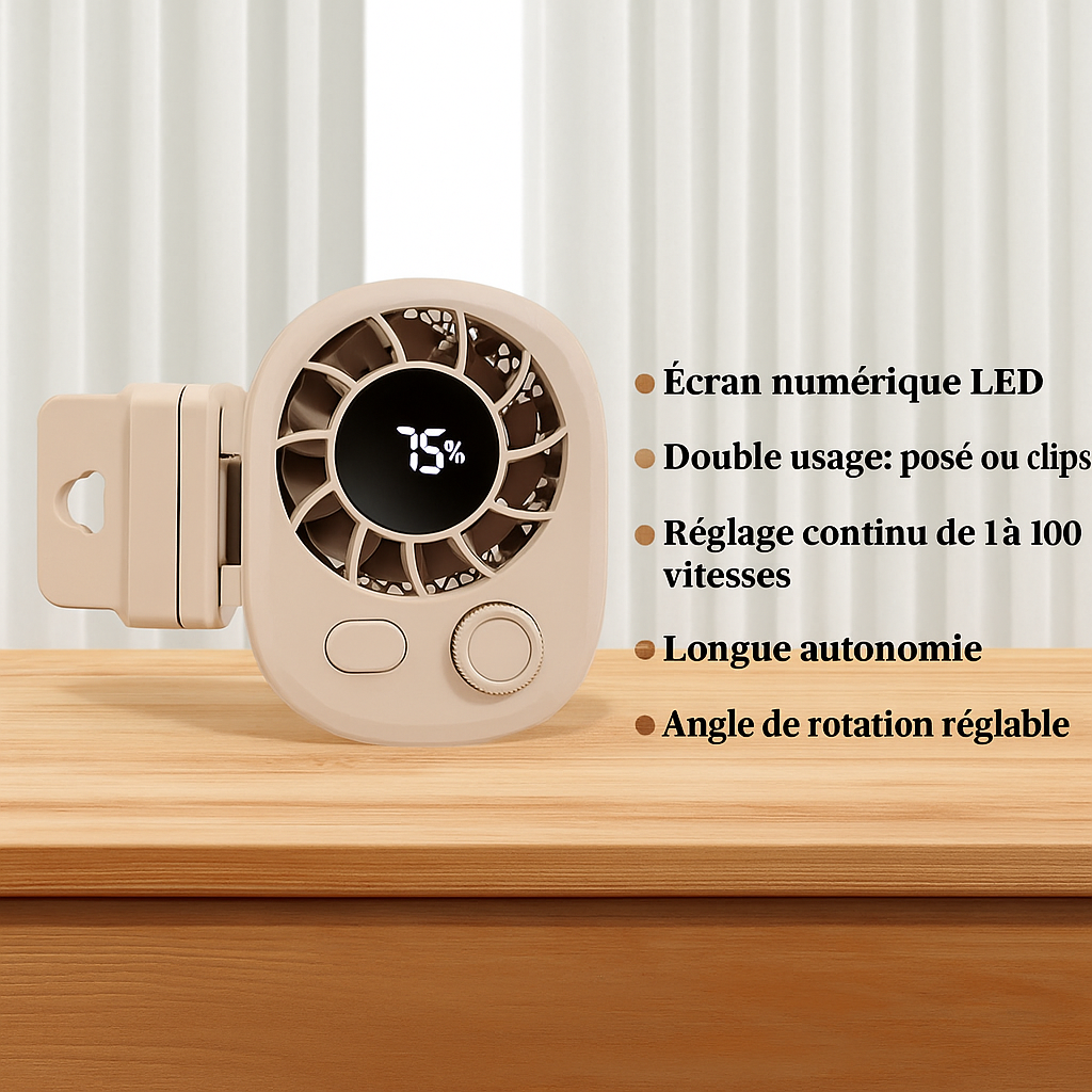 🌬️ Ventilateur Mini Clip USB – Puissant, Rechargeable, Ultra Polyvalent
