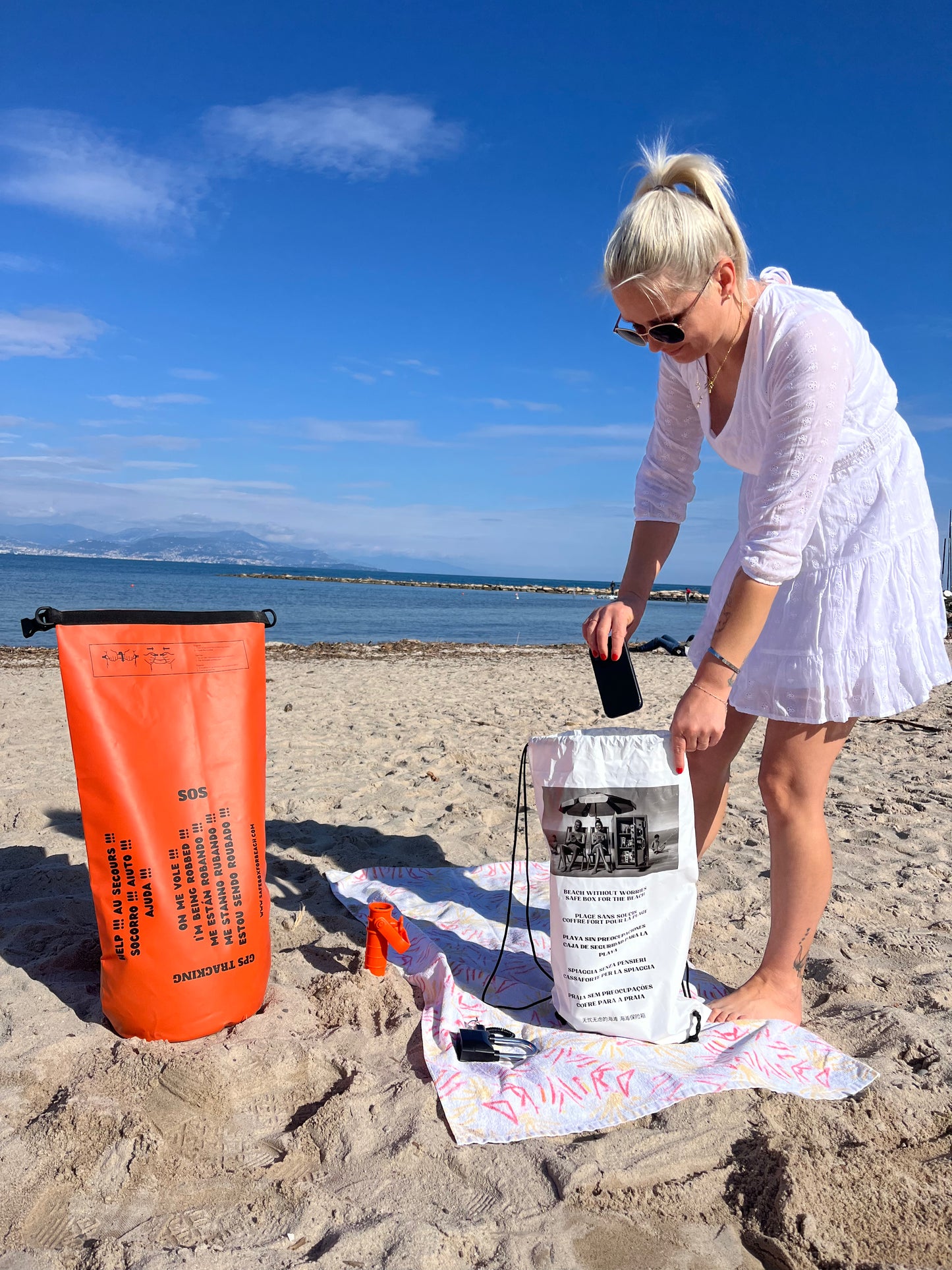 Safebox for Beach – Coffre-fort de plage sécurisé avec alarme, cadenas & sac étanche 30L