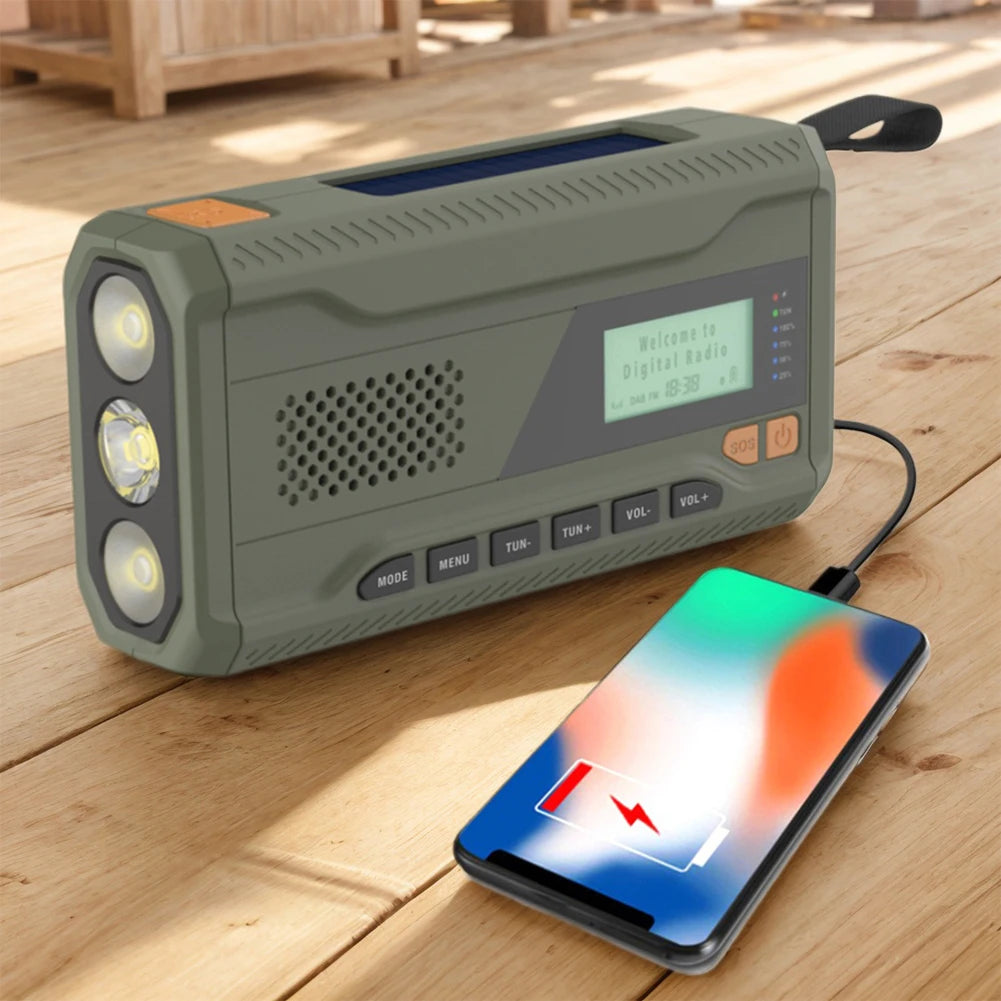 Radio d’urgence DAB/FM solaire & dynamo 4500mAh avec lampe LED
