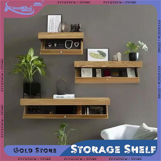 Étagère murale avec rangement secret en bois – déco et sécurité