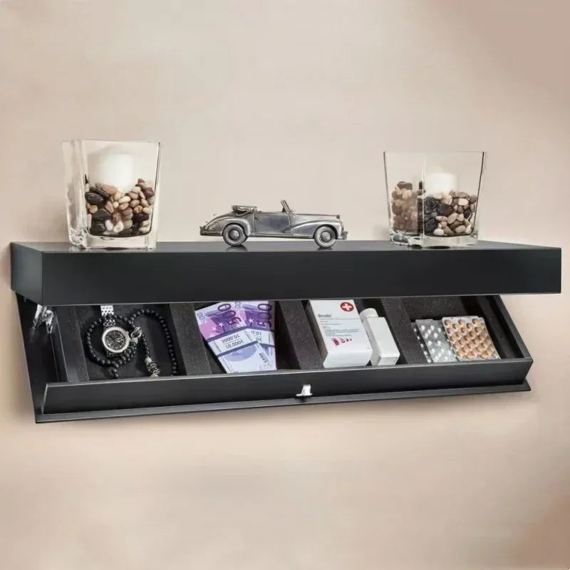 Étagère murale avec rangement secret en bois – déco et sécurité