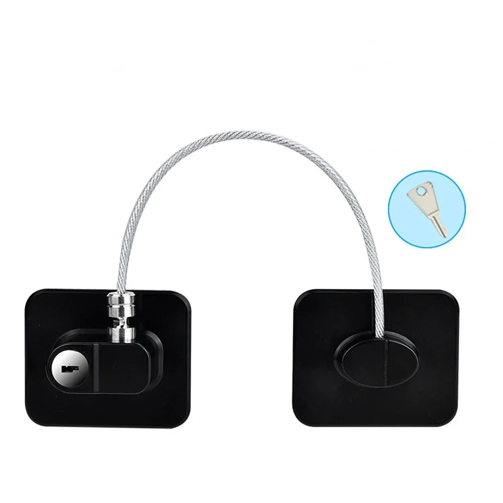 Verrou de sécurité bébé avec clé – Pour frigo, placards, fenêtres et tiroirs (câble 20 cm)