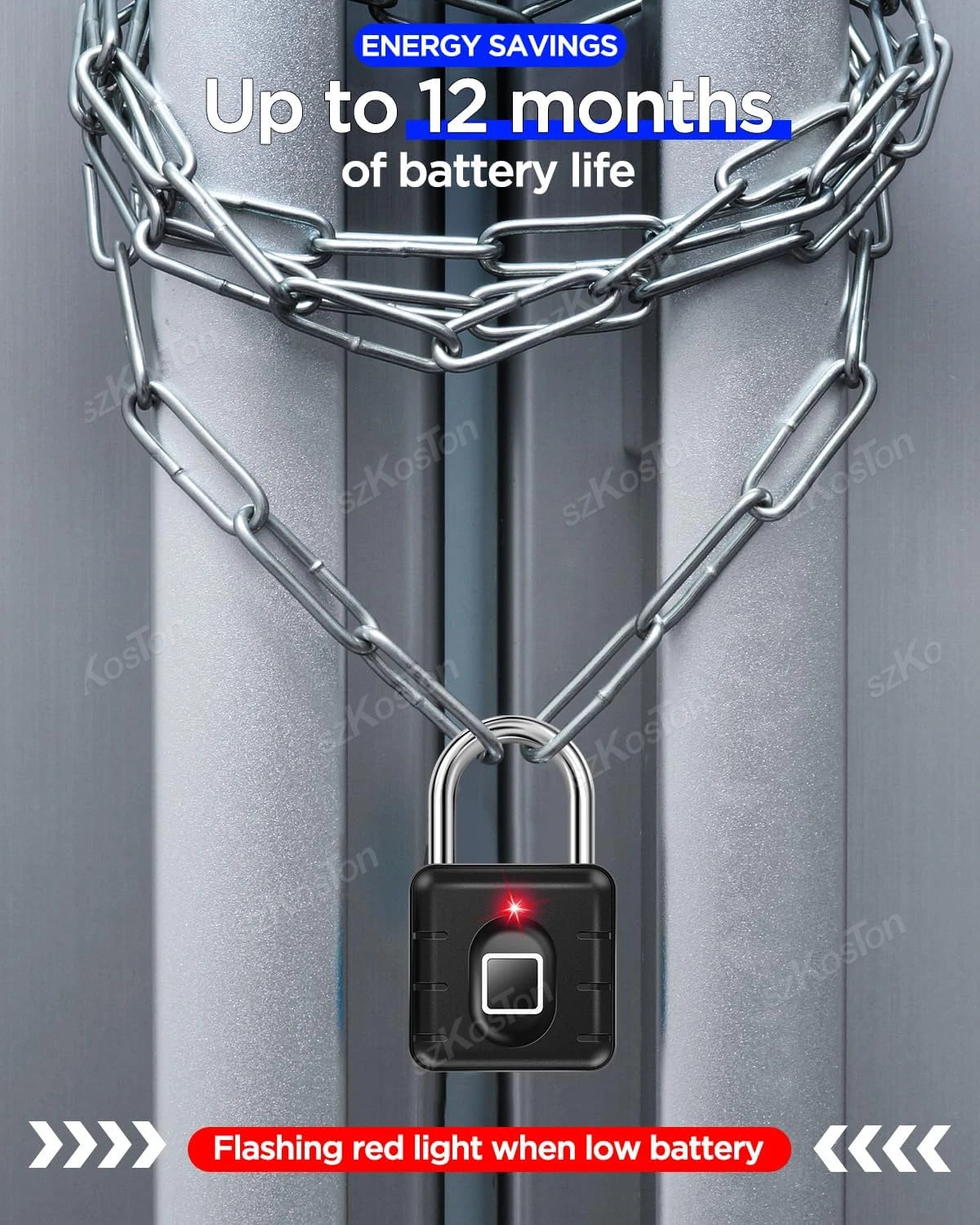 Cadenas Biométrique Étanche IP67 – Cadenas à Empreinte Digitale Sans Clé, Sécurité Anti-Vol pour Casier, Valise, Porte, Vélo