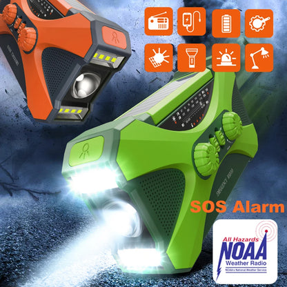 Radio solaire d’urgence 10000mAh SOS, lampe torche & chargeur USB