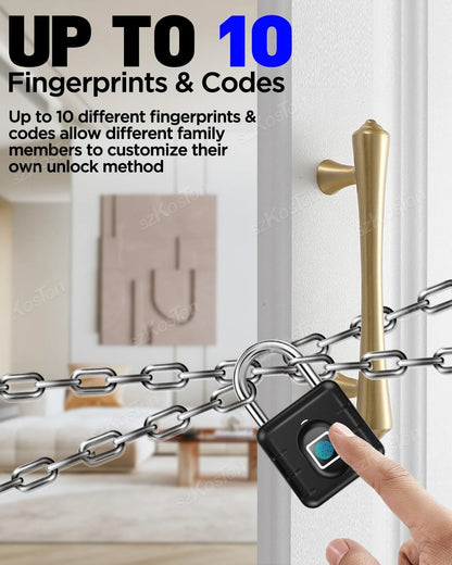 Cadenas Biométrique Étanche IP67 – Cadenas à Empreinte Digitale Sans Clé, Sécurité Anti-Vol pour Casier, Valise, Porte, Vélo