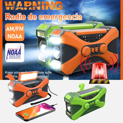 Radio solaire d’urgence 10000mAh SOS, lampe torche & chargeur USB