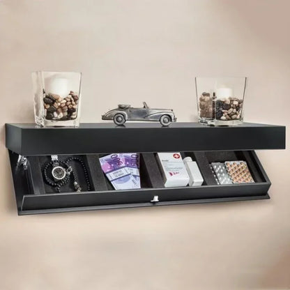 Étagère murale avec rangement secret en bois – déco et sécurité