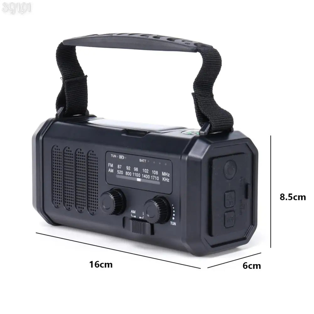Radio solaire d'urgence 10000mAh avec SOS, lampe LED & USB Type-C