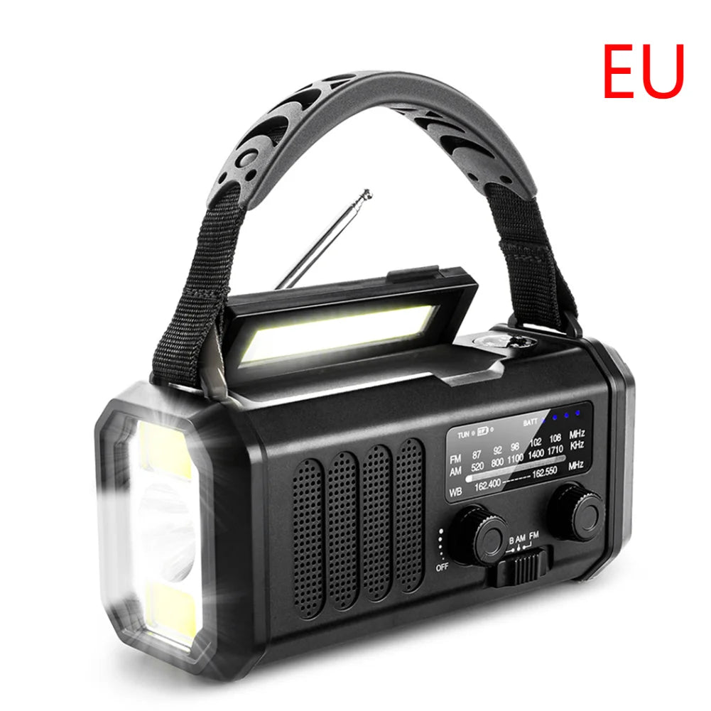 Radio solaire d'urgence 10000mAh avec SOS, lampe LED & USB Type-C
