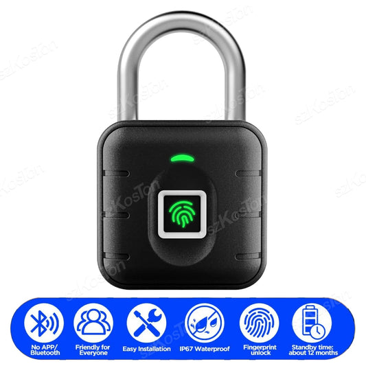 Cadenas Biométrique Étanche IP67 – Cadenas à Empreinte Digitale Sans Clé, Sécurité Anti-Vol pour Casier, Valise, Porte, Vélo
