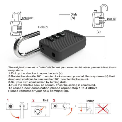 Cadenas à Code 3 Chiffres - Sécurisez Valises, Coffres et Espaces de Stockage