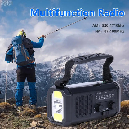 Radio solaire d'urgence 10000mAh avec SOS, lampe LED & USB Type-C