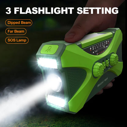Radio solaire d’urgence 10000mAh SOS, lampe torche & chargeur USB