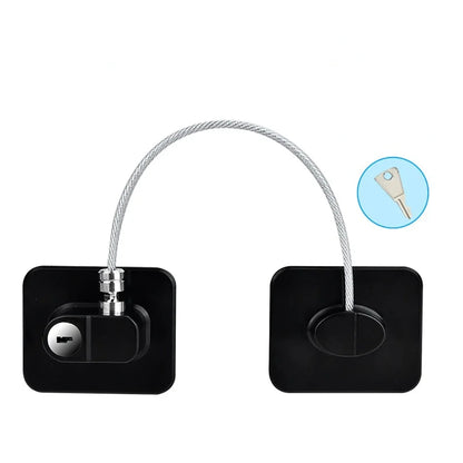 Verrou de sécurité bébé avec clé – Pour frigo, placards, fenêtres et tiroirs (câble 20 cm)