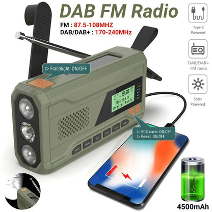 Radio d’urgence DAB/FM solaire & dynamo 4500mAh avec lampe LED