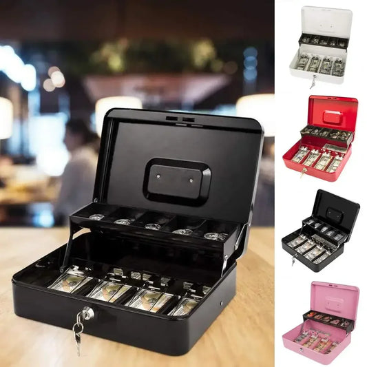 Boîte à Argent Sécurisée avec Serrure – Coffre Métallique Portable avec Plateau Compartimenté, Grande Capacité, 2 Clés Incluses